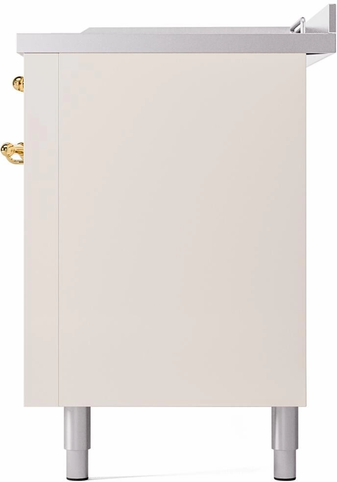 Ilve UP60FSNMPAWG Nostalgie Ii 60 Inch Dual Fuel Natural Gas Freestanding Range In Antique White With Brass Trim