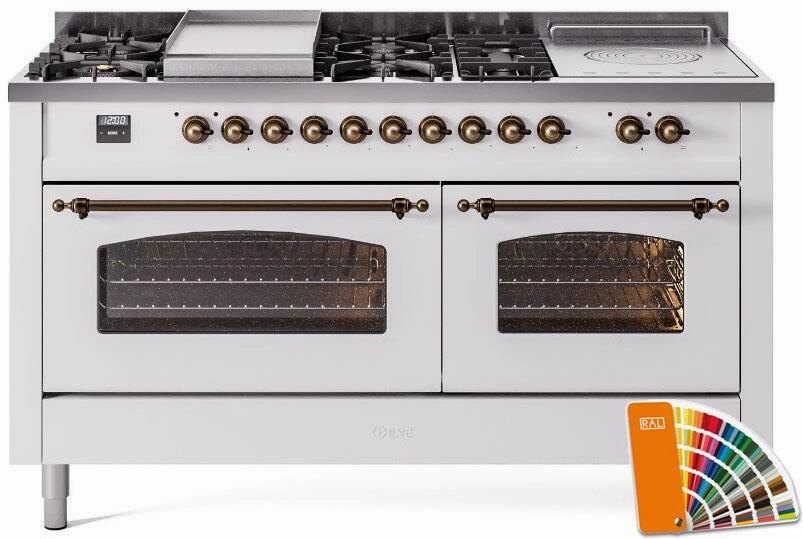 Ilve UP60FSNMPRAB Nostalgie Ii 60 Inch Dual Fuel Natural Gas Freestanding Range In Ral Custom Color With Bronze Trim Freestanding Ranges freestanding dual fuel range 30 inch