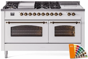 Ilve UP60FSNMPRABLP Nostalgie Ii 60 Inch Dual Fuel Liquid Propane Freestanding Range In Ral Custom Color With Bronze Trim Freestanding Ranges freestanding dual fuel range 30 inch