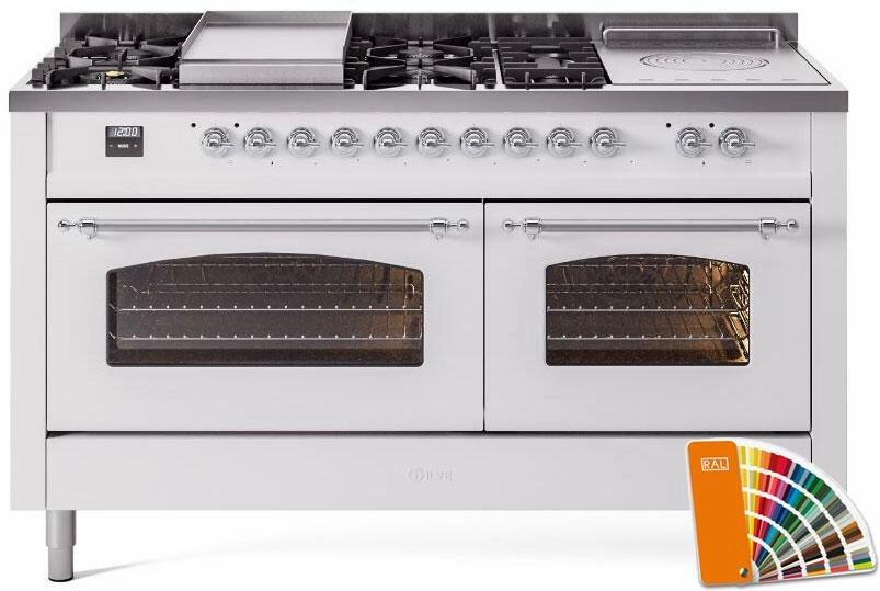 Ilve UP60FSNMPRAC Nostalgie Ii 60 Inch Dual Fuel Natural Gas Freestanding Range In Ral Custom Color With Chrome Trim Freestanding Ranges freestanding dual fuel range 30 inch