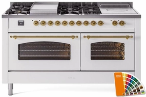 Ilve UP60FSNMPRAGLP Nostalgie Ii 60 Inch Dual Fuel Liquid Propane Freestanding Range In Ral Custom Color With Brass Trim Freestanding Ranges freestanding dual fuel range 30 inch