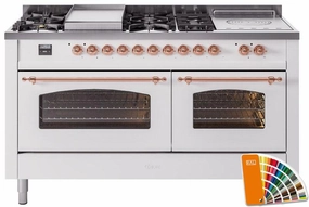 Ilve UP60FSNMPRAPLP Nostalgie Ii 60 Inch Dual Fuel Liquid Propane Freestanding Range In Ral Custom Color With Copper Trim Freestanding Ranges freestanding dual fuel range 30 inch