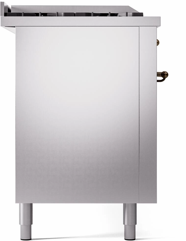 Ilve UP60FSNMPSSBLP Nostalgie Ii 60 Inch Dual Fuel Liquid Propane Freestanding Range In Stainless Steel With Bronze Trim