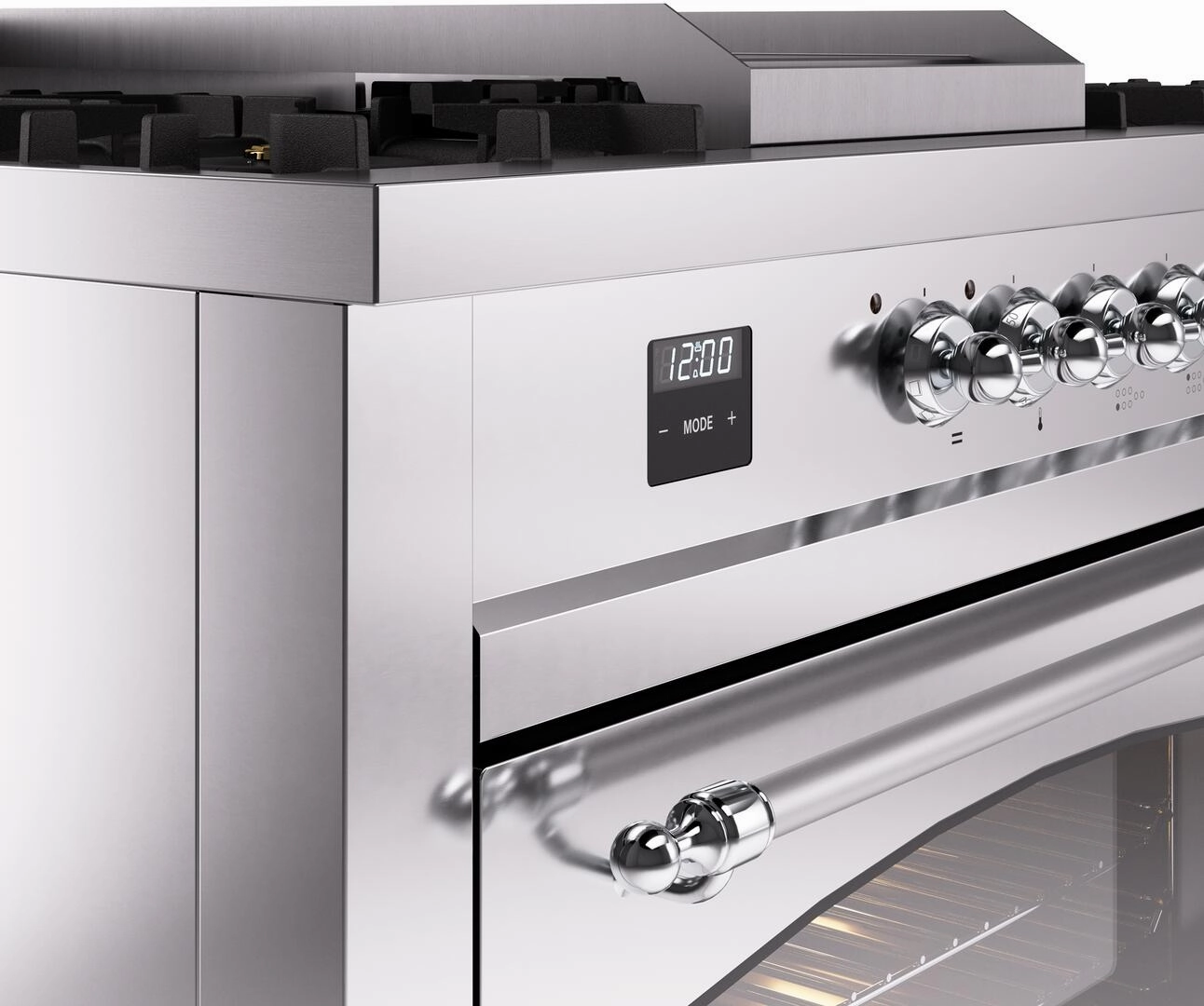 Ilve UP60FSNMPSSC Nostalgie Ii 60 Inch Dual Fuel Natural Gas Freestanding Range In Stainless Steel With Chrome Trim