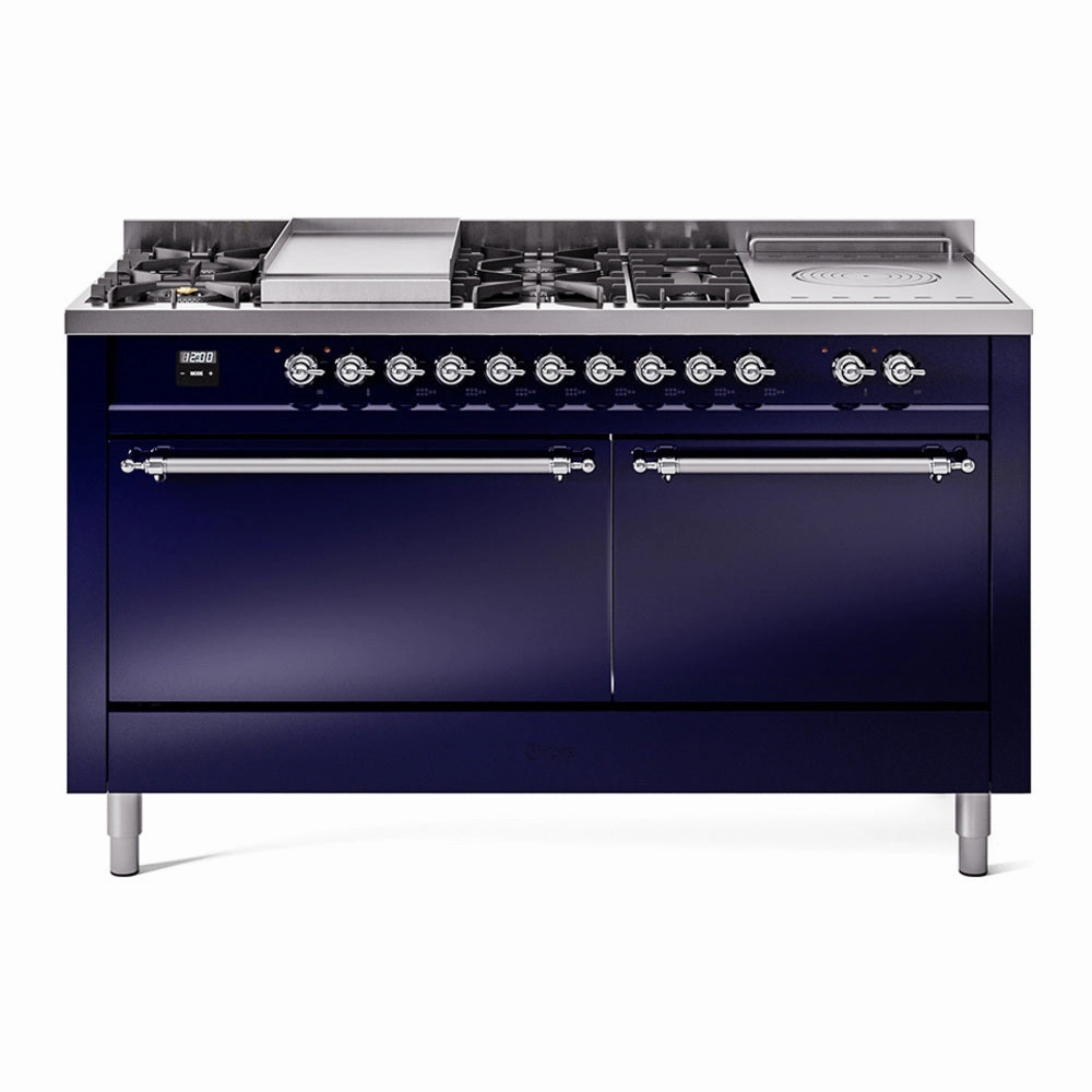 Ilve UP60FSQNMPMBC Nostalgie Ii 60 Inch Dual Fuel Natural Gas Freestanding Range In Blue With Chrome Trim Freestanding Ranges freestanding dual fuel range 30 inch
