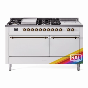 Ilve UP60FSQNMPRAB Nostalgie Ii 60 Inch Dual Fuel Natural Gas Freestanding Range In Ral Custom Color With Bronze Trim Freestanding Ranges freestanding dual fuel range 30 inch
