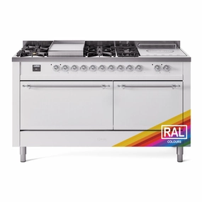 Ilve UP60FSQNMPRAC Nostalgie Ii 60 Inch Dual Fuel Natural Gas Freestanding Range In Ral Custom Color With Chrome Trim Freestanding Ranges freestanding dual fuel range 30 inch