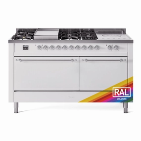 Ilve UP60FSQNMPRACLP Nostalgie Ii 60 Inch Dual Fuel Liquid Propane Freestanding Range In Ral Custom Color With Chrome Trim Freestanding Ranges freestanding dual fuel range 30 inch