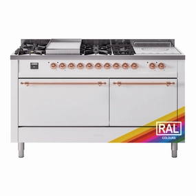 Ilve UP60FSQNMPRAPLP Nostalgie Ii 60 Inch Dual Fuel Liquid Propane Freestanding Range In Ral Custom Color With Copper Trim Freestanding Ranges freestanding dual fuel range 30 inch