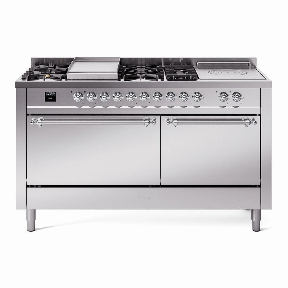 Ilve UP60FSQNMPSSCLP Nostalgie Ii 60 Inch Dual Fuel Liquid Propane Freestanding Range In Stainless Steel With Chrome Trim Freestanding Ranges freestanding dual fuel range 30 inch