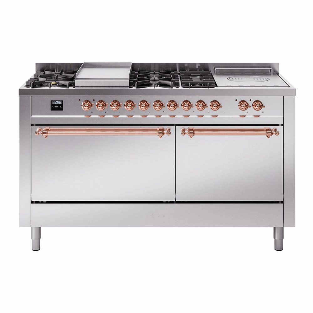 Ilve UP60FSQNMPSSP Nostalgie Ii 60 Inch Dual Fuel Natural Gas Freestanding Range In Stainless Steel With Copper Trim Freestanding Ranges freestanding dual fuel range 30 inch