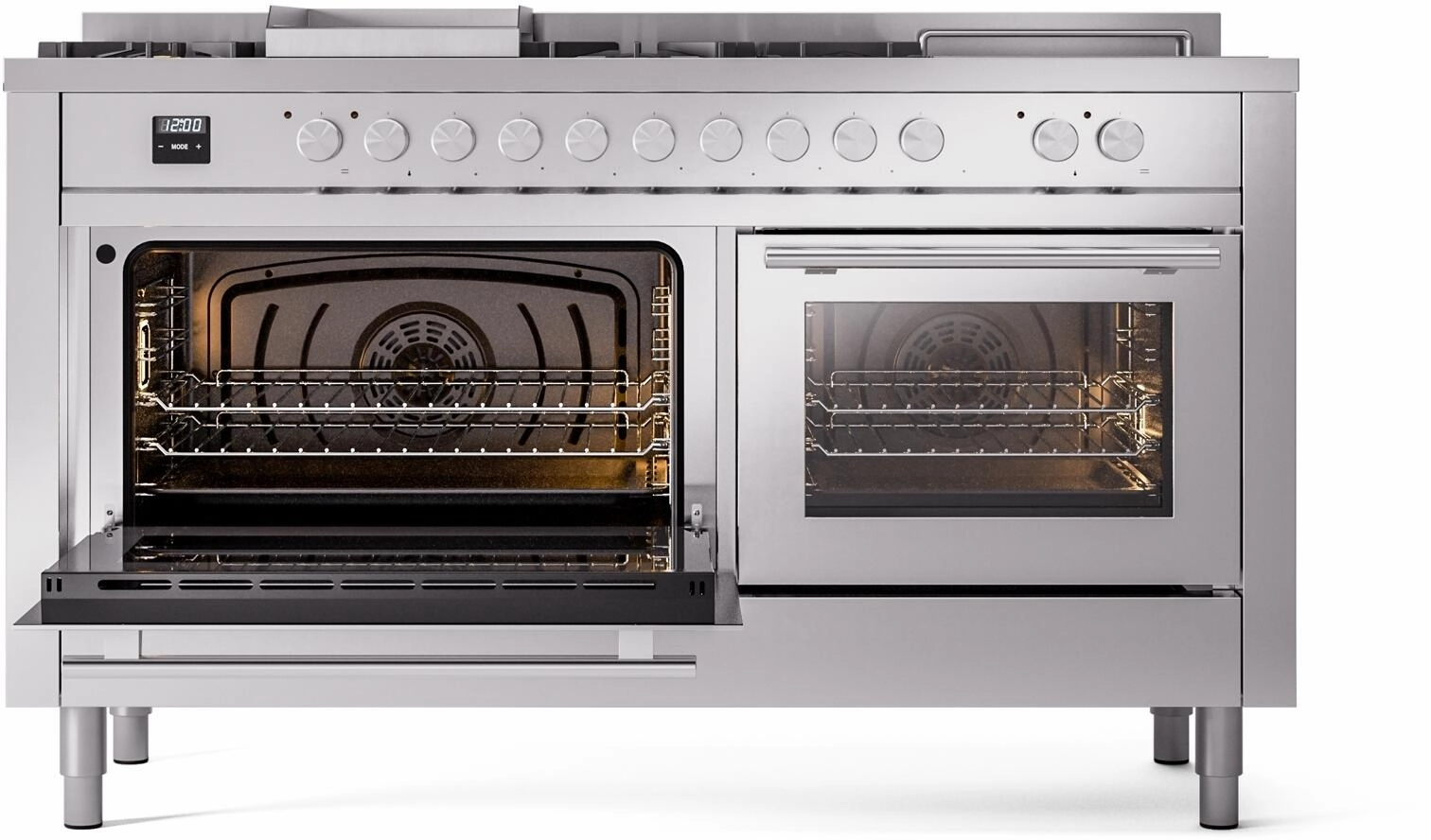 Ilve UP60FSWMPSSLP Professional Plus Ii 60 Inch Dual Fuel Liquid Propane Freestanding Range In Stainless Steel With Trim