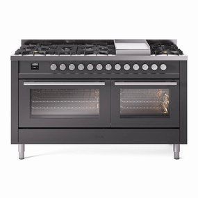 Ilve UP60FWMPMG Professional Plus Ii 60 Inch Dual Fuel Natural Gas Freestanding Range In Matte Graphite With Trim Freestanding Ranges freestanding dual fuel range 30 inch