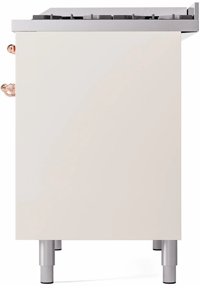 Ilve UPD40FNMPAWP Nostalgie Ii 40 Inch Dual Fuel Natural Gas Freestanding Range In Antique White With Copper Trim