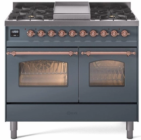 Ilve UPD40FNMPBGPLP Nostalgie Ii 40 Inch Dual Fuel Liquid Propane Freestanding Range In Blue Grey With Copper Trim Freestanding Ranges freestanding dual fuel range 30 inch