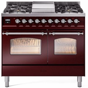 Ilve UPD40FNMPBUC Nostalgie Ii 40 Inch Dual Fuel Natural Gas Freestanding Range In Burgundy With Chrome Trim Freestanding Ranges freestanding dual fuel range 30 inch