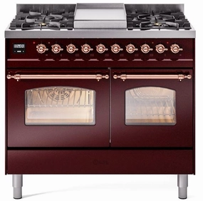 Ilve UPD40FNMPBUPLP Nostalgie Ii 40 Inch Dual Fuel Liquid Propane Freestanding Range In Burgundy With Copper Trim Freestanding Ranges freestanding dual fuel range 30 inch