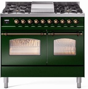 Ilve UPD40FNMPEGBLP Nostalgie Ii 40 Inch Dual Fuel Liquid Propane Freestanding Range In Emerald Green With Bronze Trim Freestanding Ranges freestanding dual fuel range 30 inch