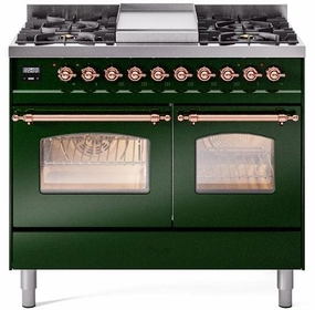 Ilve UPD40FNMPEGP Nostalgie Ii 40 Inch Dual Fuel Natural Gas Freestanding Range In Emerald Green With Copper Trim Freestanding Ranges freestanding dual fuel range 30 inch