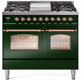 Ilve UPD40FNMPEGPLP Nostalgie Ii 40 Inch Dual Fuel Liquid Propane Freestanding Range In Emerald Green With Copper Trim Freestanding Ranges freestanding dual fuel range 30 inch