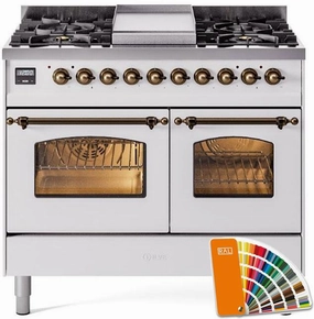 Ilve UPD40FNMPRAB Nostalgie Ii 40 Inch Dual Fuel Natural Gas Freestanding Range In Ral Custom Color With Bronze Trim Freestanding Ranges freestanding dual fuel range 30 inch