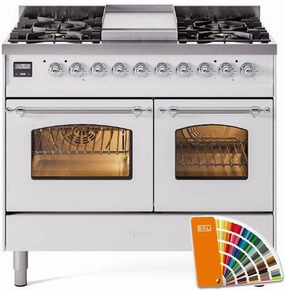 Ilve UPD40FNMPRAC Nostalgie Ii 40 Inch Dual Fuel Natural Gas Freestanding Range In Ral Custom Color With Chrome Trim Freestanding Ranges freestanding dual fuel range 30 inch