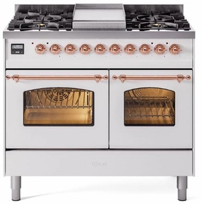 Ilve UPD40FNMPWHP Nostalgie Ii 40 Inch Dual Fuel Natural Gas Freestanding Range In White With Copper Trim Freestanding Ranges freestanding dual fuel range 30 inch