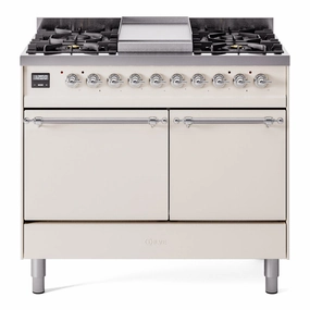 Ilve UPD40FQNMPAWC Nostalgie Ii 40 Inch Dual Fuel Natural Gas Freestanding Range In Antique White With Chrome Trim Freestanding Ranges freestanding dual fuel range 30 inch