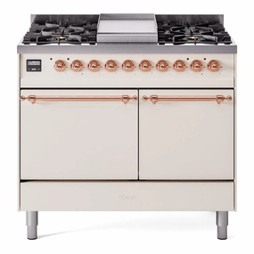 Ilve UPD40FQNMPAWP Nostalgie Ii 40 Inch Dual Fuel Natural Gas Freestanding Range In Antique White With Copper Trim Freestanding Ranges freestanding dual fuel range 30 inch