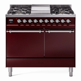 Ilve UPD40FQNMPBUCLP Nostalgie Ii 40 Inch Dual Fuel Liquid Propane Freestanding Range In Burgundy With Chrome Trim Freestanding Ranges freestanding dual fuel range 30 inch