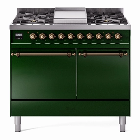 Ilve UPD40FQNMPEGBLP Nostalgie Ii 40 Inch Dual Fuel Liquid Propane Freestanding Range In Emerald Green With Bronze Trim Freestanding Ranges freestanding dual fuel range 30 inch