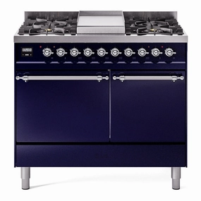 Ilve UPD40FQNMPMBC Nostalgie Ii 40 Inch Dual Fuel Natural Gas Freestanding Range In Blue With Chrome Trim Freestanding Ranges freestanding dual fuel range 30 inch