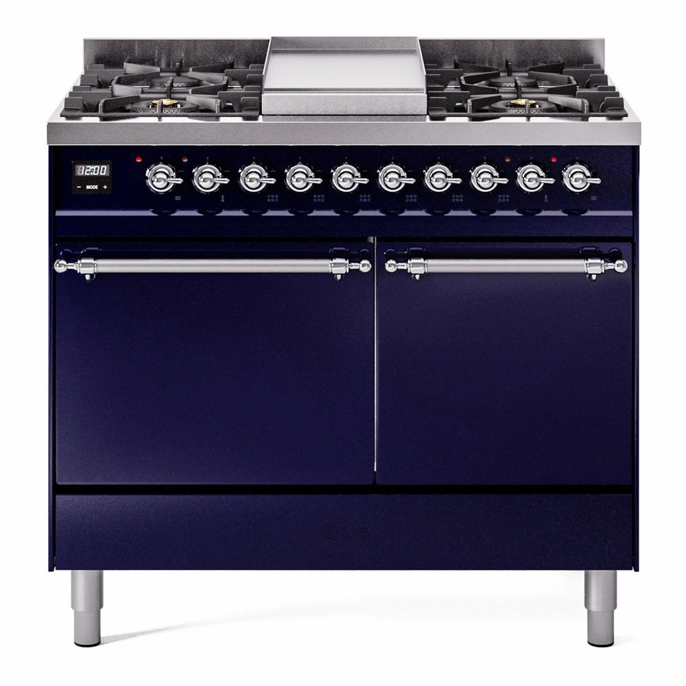 Ilve UPD40FQNMPMBC Nostalgie Ii 40 Inch Dual Fuel Natural Gas Freestanding Range In Blue With Chrome Trim Freestanding Ranges freestanding dual fuel range 30 inch