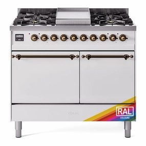 Ilve UPD40FQNMPRAB Nostalgie Ii 40 Inch Dual Fuel Natural Gas Freestanding Range In Ral Custom Color With Bronze Trim Freestanding Ranges freestanding dual fuel range 30 inch