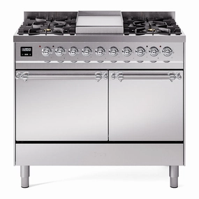Ilve UPD40FQNMPSSC Nostalgie Ii 40 Inch Dual Fuel Natural Gas Freestanding Range In Stainless Steel With Chrome Trim Freestanding Ranges freestanding dual fuel range 30 inch
