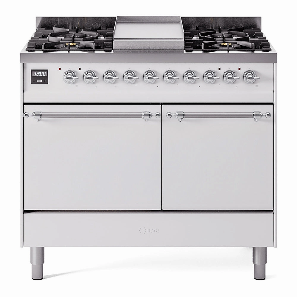 Ilve UPD40FQNMPWHCLP Nostalgie Ii 40 Inch Dual Fuel Liquid Propane Freestanding Range In White With Chrome Trim Freestanding Ranges freestanding dual fuel range 30 inch