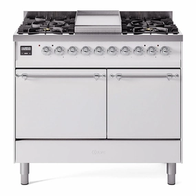 Ilve UPD40FQNMPWHCLP Nostalgie Ii 40 Inch Dual Fuel Liquid Propane Freestanding Range In White With Chrome Trim Freestanding Ranges freestanding dual fuel range 30 inch