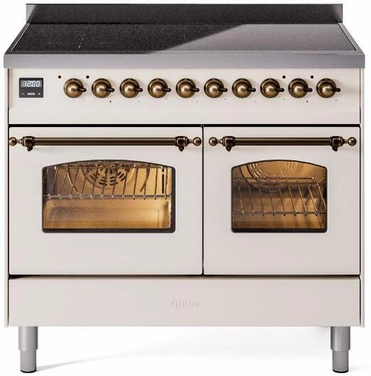 Ilve UPDI406NMPAWB Nostalgie Ii 40 Inch Electric Freestanding Range In Antique White With Bronze Trim Freestanding Ranges freestanding dual fuel range 30 inch