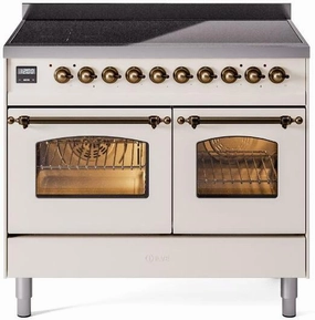 Ilve UPDI406NMPAWB Nostalgie Ii 40 Inch Electric Freestanding Range In Antique White With Bronze Trim Freestanding Ranges freestanding dual fuel range 30 inch