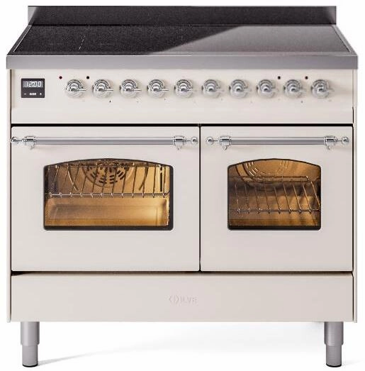 Ilve UPDI406NMPAWC Nostalgie Ii 40 Inch Electric Freestanding Range In Antique White With Chrome Trim Freestanding Ranges freestanding dual fuel range 30 inch