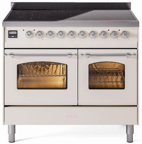 Ilve UPDI406NMPAWC Nostalgie Ii 40 Inch Electric Freestanding Range In Antique White With Chrome Trim Freestanding Ranges freestanding dual fuel range 30 inch