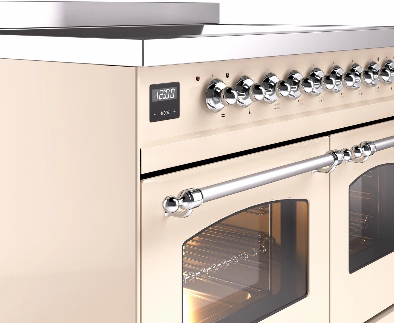 Ilve UPDI406NMPAWC Nostalgie Ii 40 Inch Electric Freestanding Range In Antique White With Chrome Trim