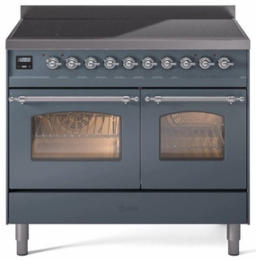 Ilve UPDI406NMPBGC Nostalgie Ii 40 Inch Electric Freestanding Range In Blue Grey With Chrome Trim Freestanding Ranges freestanding dual fuel range 30 inch