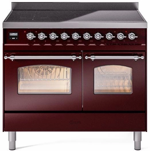 Ilve UPDI406NMPBUC Nostalgie Ii 40 Inch Electric Freestanding Range In Burgundy With Chrome Trim Freestanding Ranges freestanding dual fuel range 30 inch