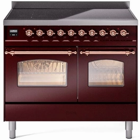 Ilve UPDI406NMPBUP Nostalgie Ii 40 Inch Electric Freestanding Range In Burgundy With Copper Trim Freestanding Ranges freestanding dual fuel range 30 inch