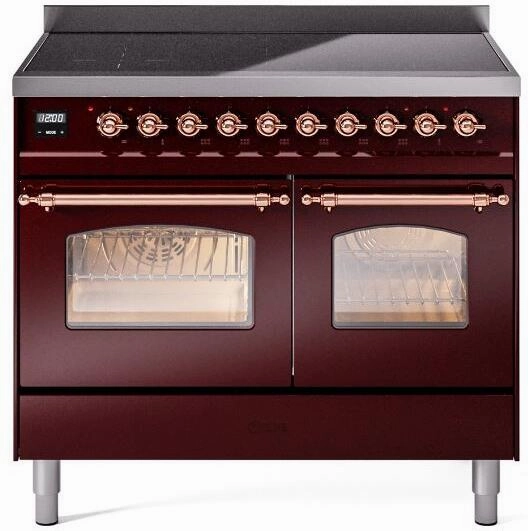 Ilve UPDI406NMPBUP Nostalgie Ii 40 Inch Electric Freestanding Range In Burgundy With Copper Trim Freestanding Ranges freestanding dual fuel range 30 inch