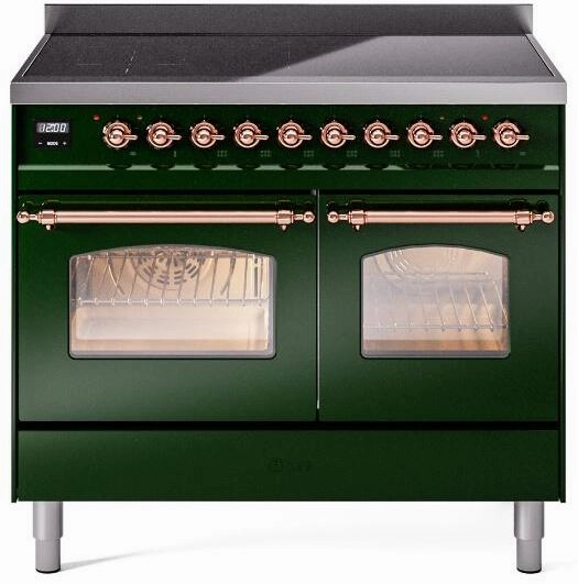 Ilve UPDI406NMPEGP Nostalgie Ii 40 Inch Electric Freestanding Range In Emerald Green With Copper Trim Freestanding Ranges freestanding dual fuel range 30 inch