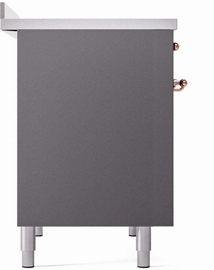 Ilve UPDI406NMPMGP Nostalgie Ii 40 Inch Electric Freestanding Range In Matte Graphite With Copper Trim