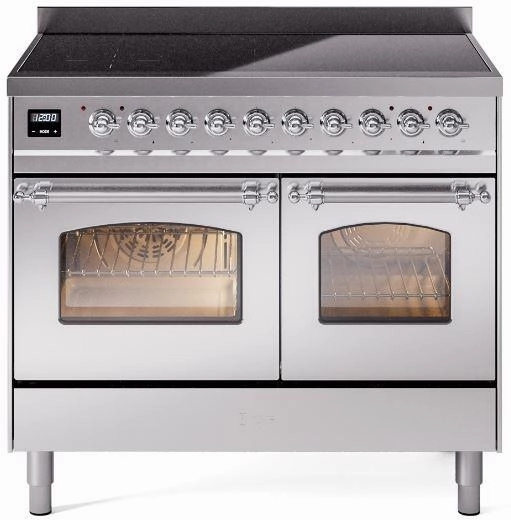 Ilve UPDI406NMPSSC Nostalgie Ii 40 Inch Electric Freestanding Range In Stainless Steel With Chrome Trim Freestanding Ranges freestanding dual fuel range 30 inch