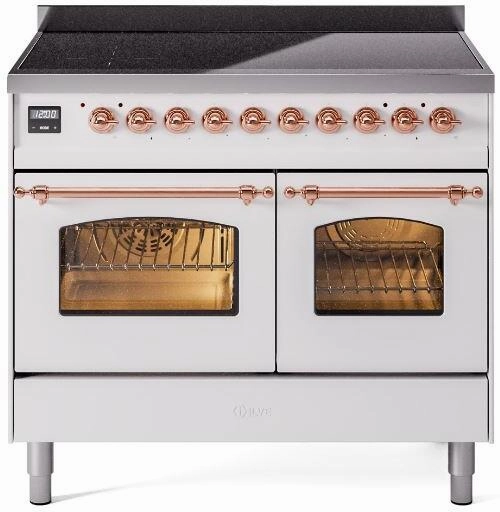 Ilve UPDI406NMPWHP Nostalgie Ii 40 Inch Electric Freestanding Range In White With Copper Trim Freestanding Ranges freestanding dual fuel range 30 inch